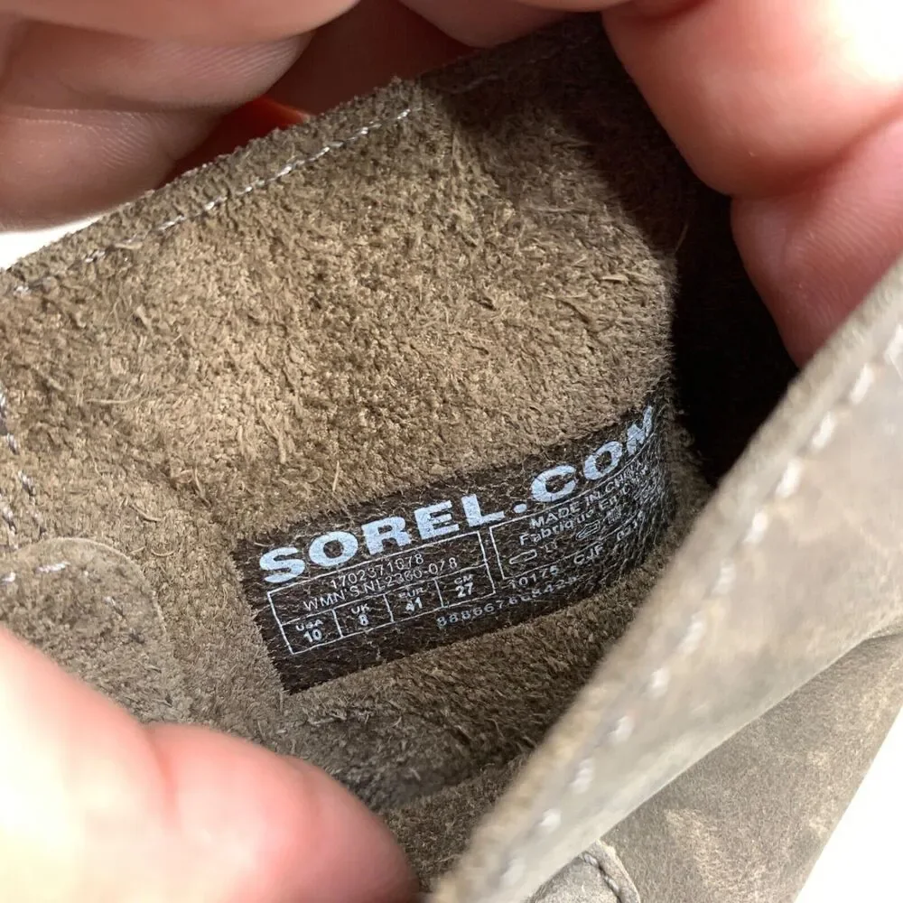 SOREL Boots Womens Sz 10 Addington Bootie Shoes Distressed Leather‎ Lace Up Heel
